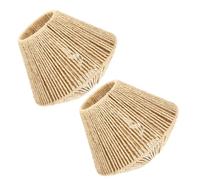 DOITOOL 2pcs Rustic Style Pendant Lamp Shades Handwoven Faux Rattan Paper Rope, Excellent Light Transmission, Khaki Colour, for Dining and Hotpot Shop Lighting