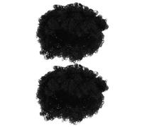 DOITOOL 2pcs Short Curly Wigs for Women Black Synthetic Hair Heat Resistant Natural Afro Style with Beautiful Curls for Stage Performance and Themed Events