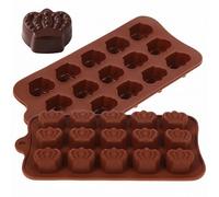 DOITOOL 2Pcs Silicone Chocolate Mould Set - 15-Cavity Crown and Heart Shaped Candy Molds - Non-Stick Reusable Baking Tray for Sweets Wax Melts - Flexible Cake Decoration Tools for Princess Party