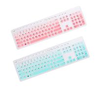 DOITOOL 2PCS Silicone Keyboard Skin Dustproof Protective Cover for Kbp Gradient Pink Mint Flexible Film Shield for Computer Keyboards