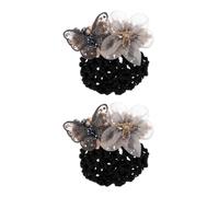 DOITOOL 2pcs Silver Gray Butterfly Mesh Hair Nets for Women Bun Cover, Professional Hairnet for Nurses and Flight Attendants, Elastic Hair Accessories for Ballet and Updo Styling
