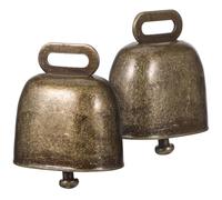 DOITOOL 2pcs Small Brass Bell Cow Metal Grazing Copper Bells Long Distance Horse Sheep Cowbells Noisemaker with Handle for Outdoor Sporting