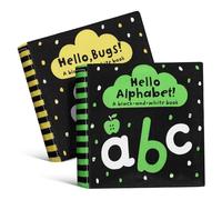DOITOOL 2pcs Soft Reading Books Early Educational Crinkle Cloth for Boy Girl Washable Shower Stimulates Cognitive Development and Interaction