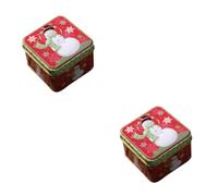 DOITOOL 2pcs Square Shaped Christmas Candy Box Red Snowman Tinplate Container for Snacks Sugar Storage Multi-purpose Candy Jar for Weddings Showers and Party