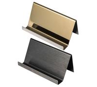 DOITOOL 2Pcs Stainless Steel Business Card Holders Desktop Name Card Organizer Compact Metal Display Stands for Office Desk with Black Brushed and Gold Mirror Finish