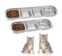 DOITOOL 2Pcs Stainless Steel Multi-grid Small Feeding Trays for Hamsters and Small Pets Compact Fodder Plates Suitable for Comfortable Pet Dining and Easy Cleaning