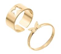 DOITOOL 2pcs Stylish Couple Rings for Men and Women, Copper Material with Golden Finish, Practical and Easy to Take, Romantic Finger Jewelry Gift for Lovers