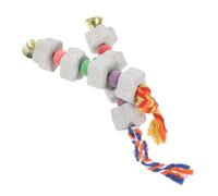 DOITOOL 2pcs Teething String Bird Chewing Toys Bell for Parrot Parakeet Macaw Mineral Bird Beak Grinding Stone for Foraging Toys in Cage Random Color