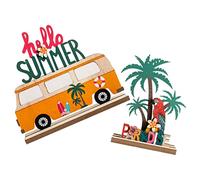 DOITOOL 2pcs Tropical Wooden Table Centerpiece Hawaiian Decor Ornaments for Luau Parties Beach Celebrations Home Decoration Unique Tropical Table Adornment Creative Design