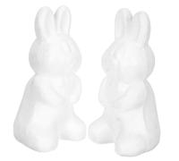 DOITOOL 2Pcs Unpainted Bunny Rabbit Model DIY Craft Molds Lightweight Foam Animal Shape for Creative Graffiti Ornament and Family Handmade Decorations