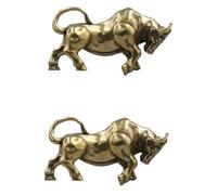 DOITOOL 2pcs Vintage Brass Bullfight Pendant Keychains, Retro Decorative Bull Year Adornment for Party Decorations and Jewelry Making