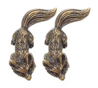 DOITOOL 2pcs Vintage Brass Fox Shape Cabinet Handles Brushed Gold Animal Drawer Knobs for Cupboards, Dressers, and Kitchen Cabinets with Retro Style