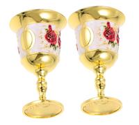 DOITOOL 2pcs Vintage Embossed Metal Goblet Cups Zinc Alloy Shot Glasses for Wine Liqueur Decorative Medieval Style Home Bar Party Celebration Decor