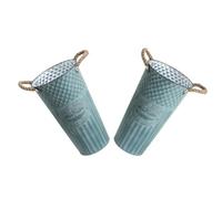 DOITOOL 2Pcs Vintage Metal Flower Bucket Iron Flower Pot Large 35Cm Retro Green Planting Vase Decorative Iron Bucket for Home Garden Supplies