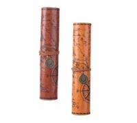 DOITOOL 2Pcs Vintage Pencil Storage Organizer PU Leather Makeup Roll Up Pouch Elegant Pen Bag for Artists Writers Students Deep Options