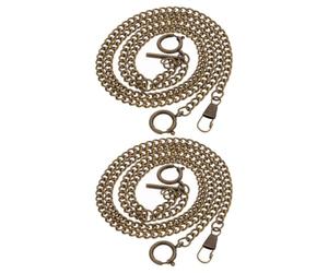 DOITOOL 2pcs Vintage Pocket Watch Chain Metal Hanging Link with Secure O Link Central Structure, Classic Elegant Timeless Design for Gentleman's Daily Wear and Banquets