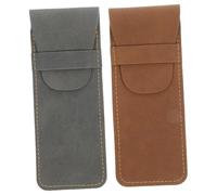 DOITOOL 2pcs Vintage PU Leather Pen Sleeve Set Random Style Protective Pouch for Fountain and Ballpoint Pens for Office and Home Use