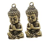 DOITOOL 2pcs Vintage Style Hanging Buddha Ornament Keychain Set, Decorative Delicate Buddha Pendants for Home, Office and Car Décor, Spiritual Accessory