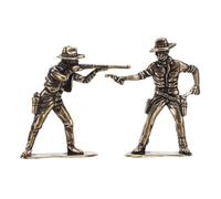 DOITOOL 2pcs Western Cowboy Figurine Brass Retro Miniature Wild West Figurines Metal Desk Cowboy Decor for Boys and Girls Western Model Toy Vintage Collectible