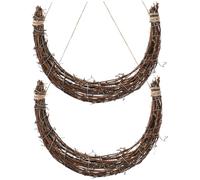DOITOOL 2pcs Wicker Moon Wreath Half Moon Rattan Wreath Vine Branch Garland Grapevine Swags Handmade DIY Rattans Grapevine for Crafts Forms for Crafts Wicker Brown