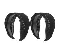 DOITOOL 2pcs Women's Wide Black Headbands Teeth Non-slip Mesh Material Ultrawide Design for Makeup Application and Face Washing Hair Accessories