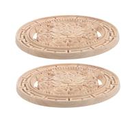 DOITOOL 2pcs Wood Carved Applique Onlays Unpainted Flower Craft Decals Rustic Handcrafted Woodcarved Applique for Cabinet Closet Door Wall Dresser DIY Projects