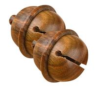 DOITOOL 2pcs Wooden Bell Pendant with Delicate Carving Openable Aromatherapy Charm for Car Hanging DIY Keychain Portable Vintage-style Scent Diffuser with Hollow Design