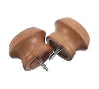 DOITOOL 2pcs Wooden Curtain Rod End Caps, Small Size Solid Wood Finials for Decorative Window Treatment, Beige Drape Rod Accessories Compatible Standard Curtain Poles