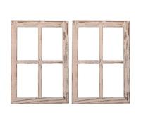 DOITOOL 2pcs Wooden False Windows Faux Window Pane Rustic Wall Art Farmhouse Bathroom Decor Country Living Bedroom