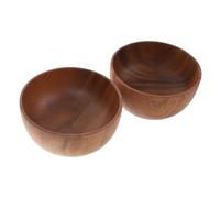 DOITOOL 2pcs Wooden Rice and Salad Bowls Acacia Wood Food Containers for Home and Restaurant Use Smooth Surface Easy-Clean Fruit and Snack Serving Bowls Heat-Resistant and Stackable Design