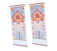 DOITOOL 2pcs Year Horse Wall Scroll Calendar Lightweight Traditional Chinese Lunar Daily Monthly Decor for Home Office with Symbolic Blessings