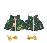 DOITOOL 2sets Christmas Themed Pet Rabbit Harness Outdoor Garment Leash Bunny Accessory for Small Animals