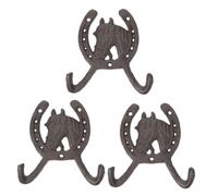 DOITOOL 3 Pcs Cast Iron Horseshoe Wall Hooks 12.3×12Cm, Multi-Function Coat and Sundries Organizer Hangers for Home, Garden, and Entryway