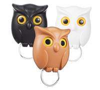 DOITOOL 3 Pcs Owl Key Holder Wall Hooks with Strong Adhesive Backing Compact Plastic Decorative Key Hooks for Entryway Secure and Easy Installation for Apartment Kitchen Office Use