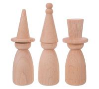DOITOOL 3 Sets Unfinished Wood Peg Dolls, Blank Peg Dolls with Replaceable Hat, Natural Wooden Figures for DIY Painting, Decoration, Craft Art Projects