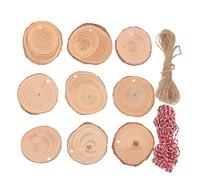 DOITOOL 30 Pcs Natural Wood Discs with Bark Predrilled Round Pine Slices for DIY Crafts and Christmas Ornaments Includes Jute and Cotton Strings Unfinished Smooth Wooden Circles for
