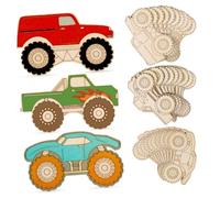 DOITOOL 30 Pcs Wooden Monster Truck Cutouts for Crafts Unfinished Vehicles to Paint Versatile Wood Shapes for DIY Party Decorations Birthday Favors Home Office Decor