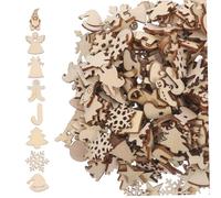DOITOOL 300pcs Unfinished Small Wooden Christmas Cutouts for Hanging Ornaments Xmas Tree Decor DIY Craft Supplies for Adults