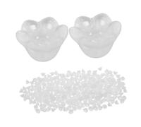DOITOOL 300pcs White Glass Flower Beads for DIY Bridal Headpieces Handmade Floral Bead Charms for Jewelry Making Stable Color Trumpet Flower Caps for Necklace Bracelet Festival Crafts