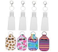 DOITOOL 30ml Neoprene Bottle Cover Lobster Clasp Keychain, Set of 4 Trapezoidal Bottles, for Hand Washing and Liquid Toiletries, Can Be Attached to Gym Bag for Easy Carry Random Color