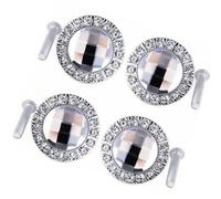 DOITOOL 30Mm Crystal Glass Drawer Handle with Rhinestone Decoration, Silver Cabinet Pull Knobs 4Pcs Set for Dresser and Closet, Creative Crystal Wardrobe Door Knobs for Home Furniture
