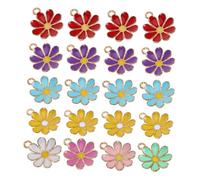 DOITOOL 30pcs Mini Daisy Charms for Necklace Jewelry Making Colorful Zinc Alloy Flower Pendants Lightweight DIY Craft Supplies for Bracelets Earrings Keychains