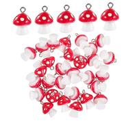 DOITOOL 30pcs Red Mushroom Charm Pendants for DIY Jewelry Making Accessories Unique Fashion Pendant for Necklaces Bracelets and Craft Projects