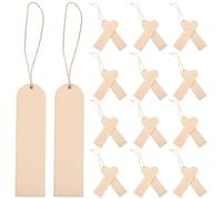 DOITOOL 30pcs Unpainted Wood Bookmarks with Jute Rope, Blank Surface Wooden Tags for DIY Craft, Stainable Hanging Wooden Bookmarks Suitable for Handmade Decorations