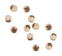 DOITOOL 30pcs Wooden Beads for Bracelet Making with Maple Leaf Pattern, Black Colour, Sturdy Wood Material, Long Serve Life, Not Easy to Break, for DIY Crafts and Necklace Making