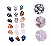 DOITOOL 350 Pcs Skull Shaped Crystal Glass Spacer Beads Loose Beads for Handmade Jewelry Crafting DIY Accessories