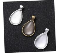 DOITOOL 36pcs DIY Jewelry Making Tray Pendants Kit with Glass Cabochons Alloy Teardrop Pendant Trays in Antique Silver Bronze Bright Silver for Crafting Resin Photo Jewelry