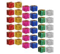 DOITOOL 36pcs Mini Christmas Tree Ornaments Box Shape Hanging Decorations with Foam and Aluminium Foil Material for Xmas Party and Holiday Background Photo Prop