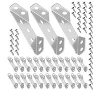 DOITOOL 36pcs Stainless Steel Angle Corner Brackets with Screws, Metal Shelf Corner Connectors for Wood Shelves, Furniture Braces and Support for Cabinets, Tables, and DIY Home Projects