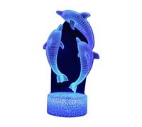 DOITOOL 3D Dolphin Night Light Portable Table Lamp Touch Control Colour Changing LED Bedside Lamp Nursery Nightlight Crack Base Decor Lighting